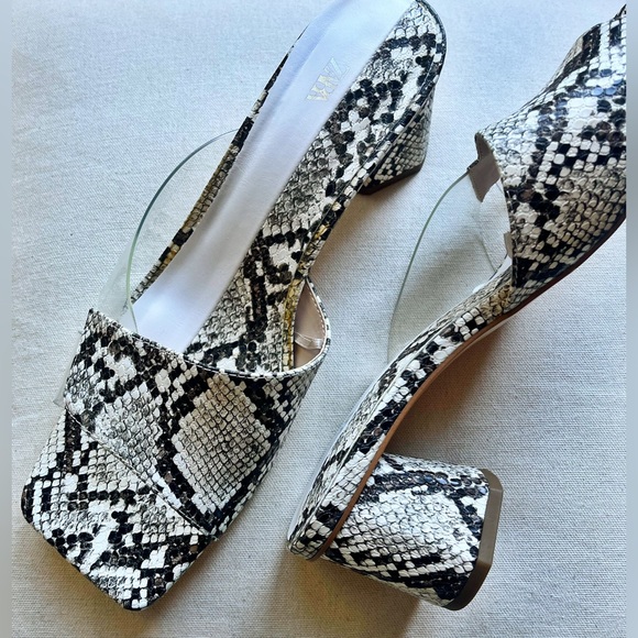 Zara Snakeskin Slip On Block Heels - Picture 3 of 6